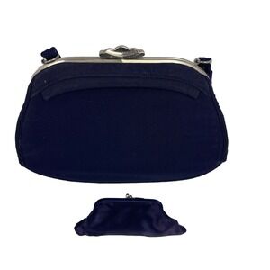 VTG 1940's Garay Black Evening Bag‎ w Coin Purse Clasp Closure Wedding Costume